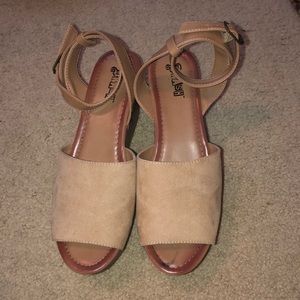 Tan suede platform sandal